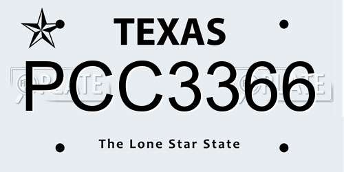 PCC3366 Texas License Plate