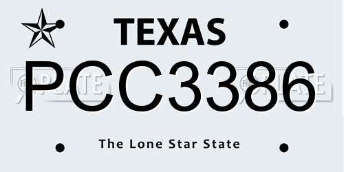PCC3386 Texas License Plate