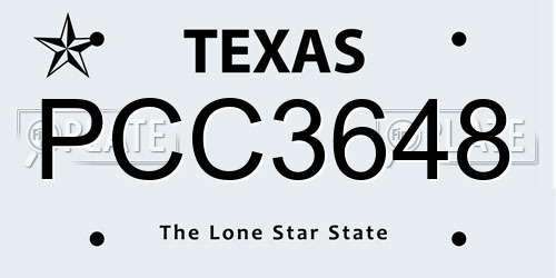 PCC3648 Texas License Plate