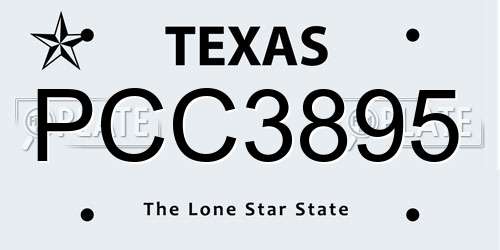 PCC3895 Texas License Plate