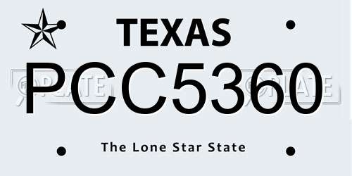 PCC5360 Texas License Plate