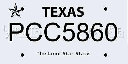 PCC5860 Texas License Plate