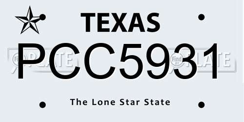 PCC5931 Texas License Plate