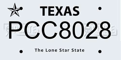 PCC8028 Texas License Plate