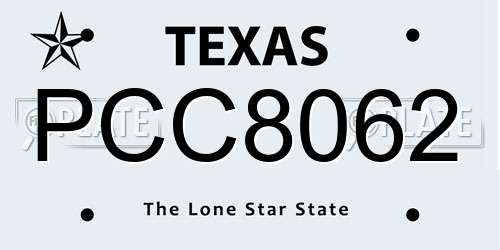 PCC8062 Texas License Plate