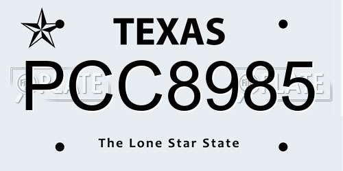 PCC8985 Texas License Plate