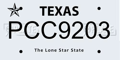 PCC9203 Texas License Plate