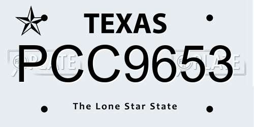 PCC9653 Texas License Plate