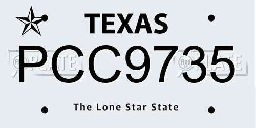 PCC9735 Texas License Plate