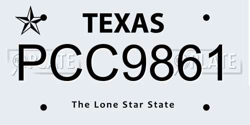 PCC9861 Texas License Plate