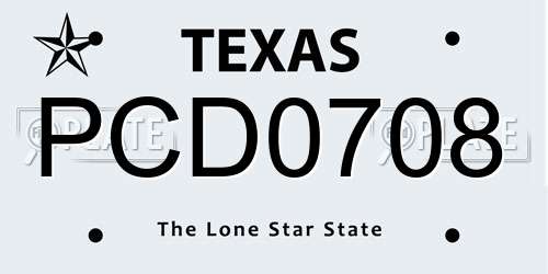 PCD0708 Texas License Plate