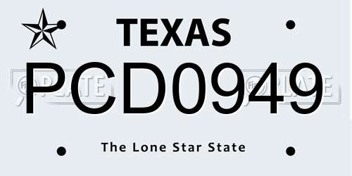 PCD0949 Texas License Plate