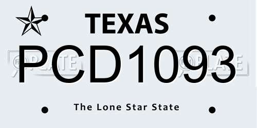 PCD1093 Texas License Plate