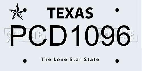 PCD1096 Texas License Plate