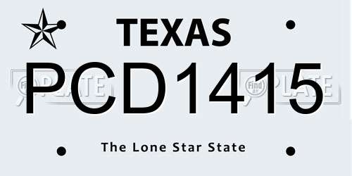 PCD1415 Texas License Plate
