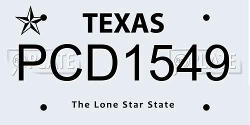 PCD1549 Texas License Plate