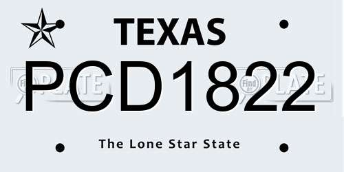 PCD1822 Texas License Plate