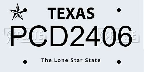 PCD2406 Texas License Plate