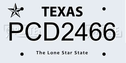 PCD2466 Texas License Plate