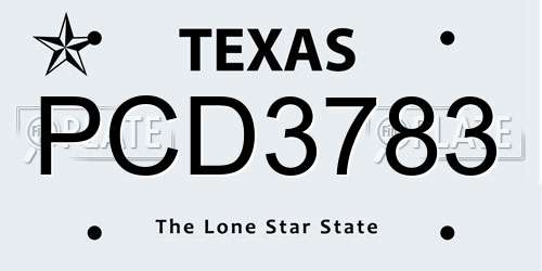 PCD3783 Texas License Plate
