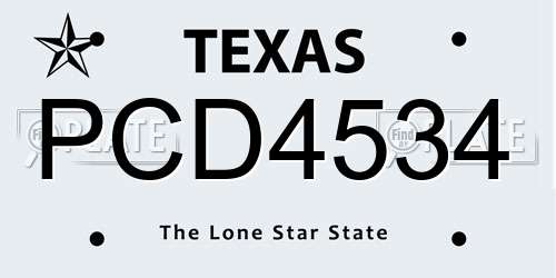PCD4534 Texas License Plate
