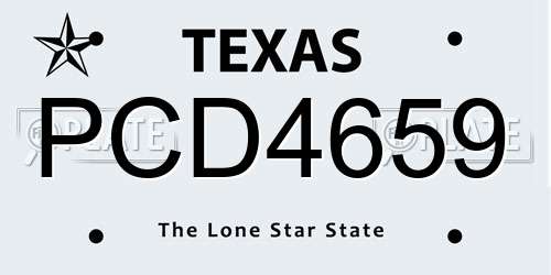 PCD4659 Texas License Plate