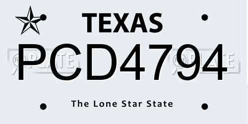 PCD4794 Texas License Plate