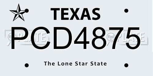 PCD4875 Texas License Plate