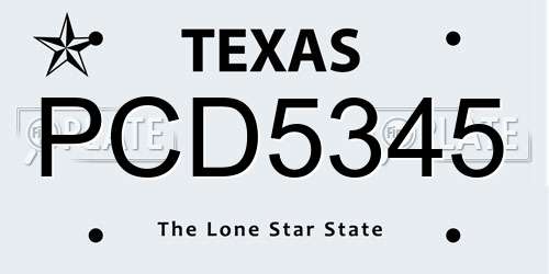 PCD5345 Texas License Plate