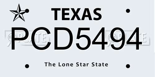PCD5494 Texas License Plate