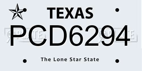 PCD6294 Texas License Plate