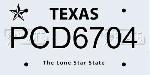 PCD6704 Texas License Plate