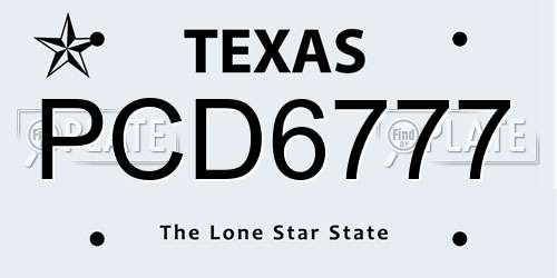 PCD6777 Texas License Plate