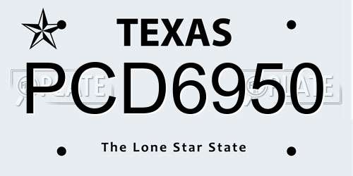 PCD6950 Texas License Plate
