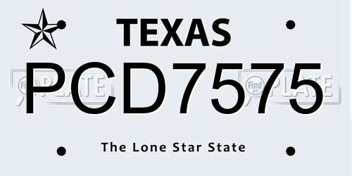 PCD7575 Texas License Plate