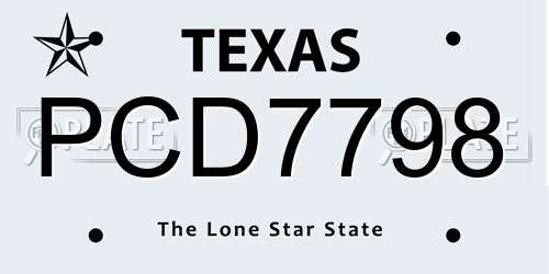PCD7798 Texas License Plate