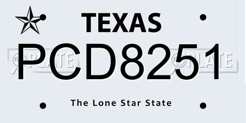 PCD8251 Texas License Plate