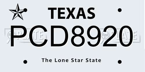 PCD8920 Texas License Plate