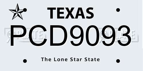 PCD9093 Texas License Plate