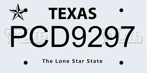 PCD9297 Texas License Plate