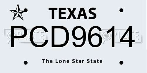 PCD9614 Texas License Plate