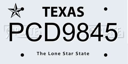 PCD9845 Texas License Plate