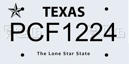 PCF1224 Texas License Plate