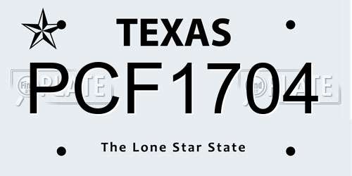 PCF1704 Texas License Plate