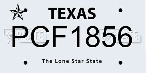 PCF1856 Texas License Plate