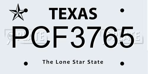 PCF3765 Texas License Plate