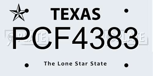 PCF4383 Texas License Plate