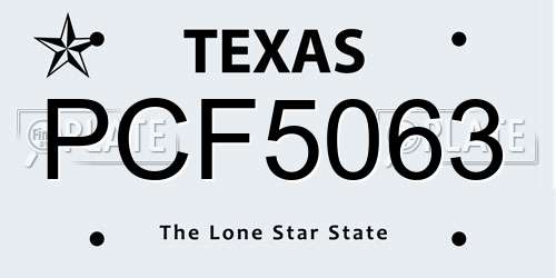 PCF5063 Texas License Plate