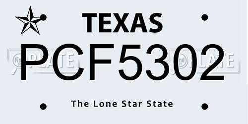 PCF5302 Texas License Plate