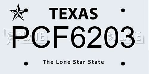 PCF6203 Texas License Plate